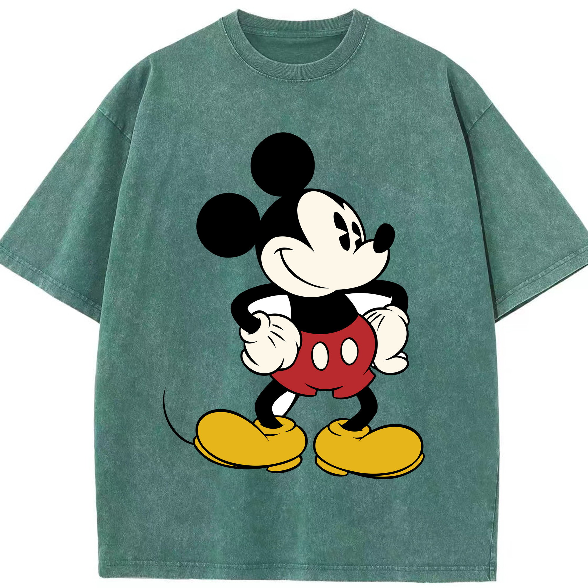 （画像用） ミッキーマウス Mickey Mouse 綿100% ヴィンテージ風 半袖Tシャツ（フロントプリント）